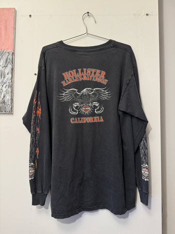 2000s HARLEY DAVIDSON METAL BAT WING FLAME LONGSLEEVE TEE