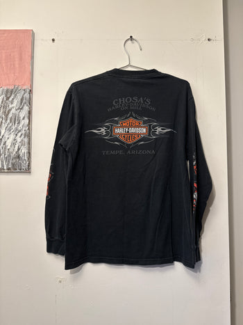 2000s HARLEY DAVIDSON SKULL FLAME LONGSLEEVE TEE