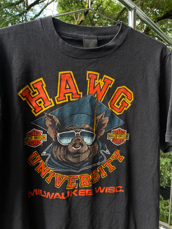 1980S HARLEY DAVIDSON 3D EMBLEM HAWG UNIVERSITY TEE