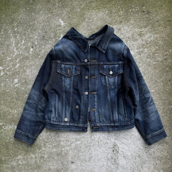 BALENCIAGA 2021 DIRTY BLUE SWING DENIM JACKET