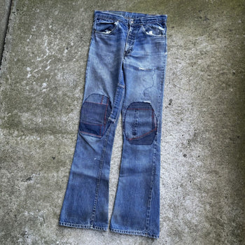 1970s LEVI’S BIG E 646 ORANGE TAB REWORKED DENIM BOOTCUT FLARE JEANS