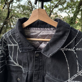 Sp5der Worldwide Rhinestone Denim Jacket