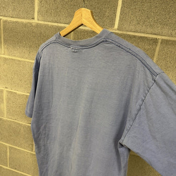 1990s Faded Thrashed Distressed Periwinkle Blank Tee