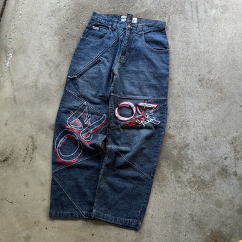 1990S/2000S Y2K OZOC BAGGY EMBROIDERED DENIM SKATER JEANS