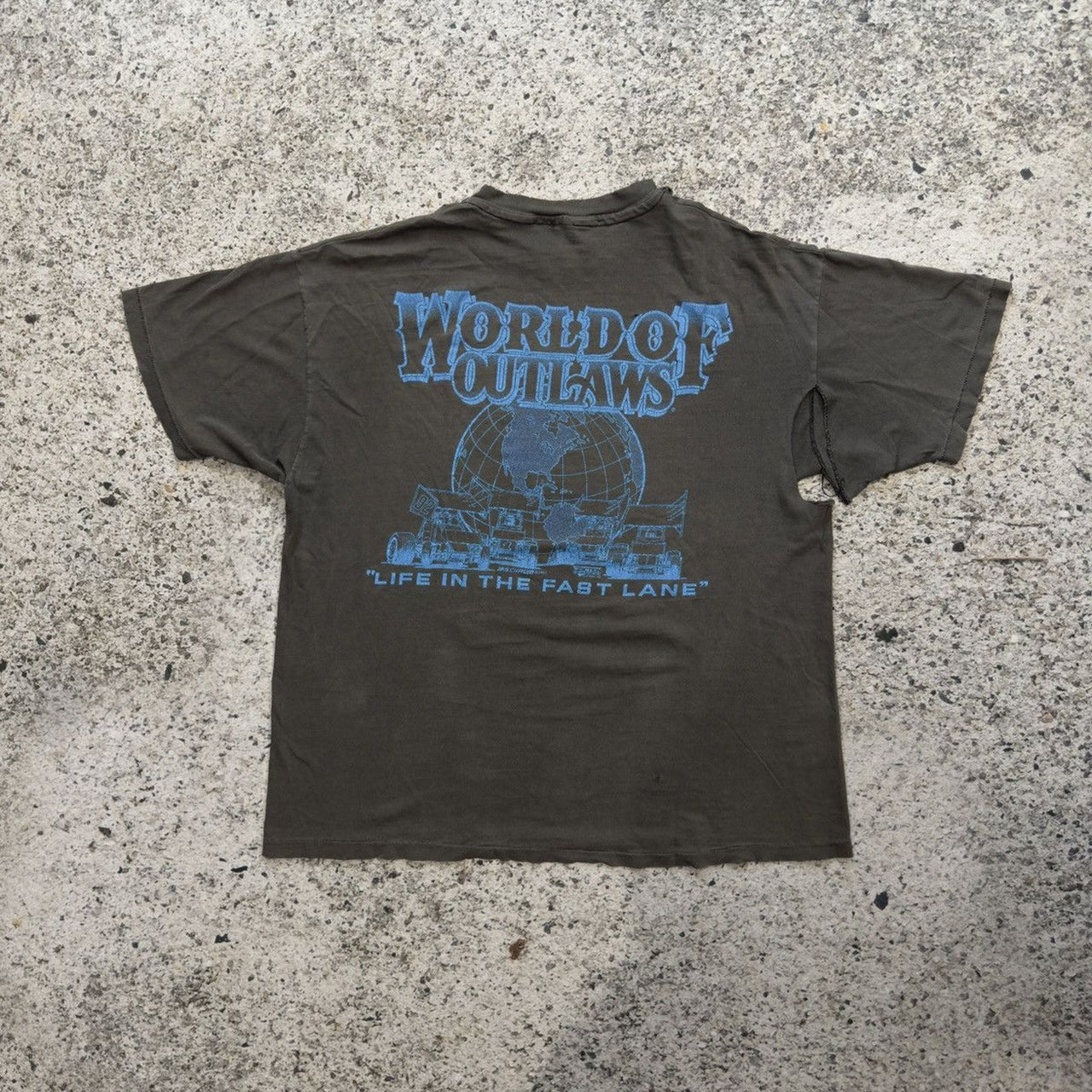 1990s Thrashed World Of Outlaws Racing Tee