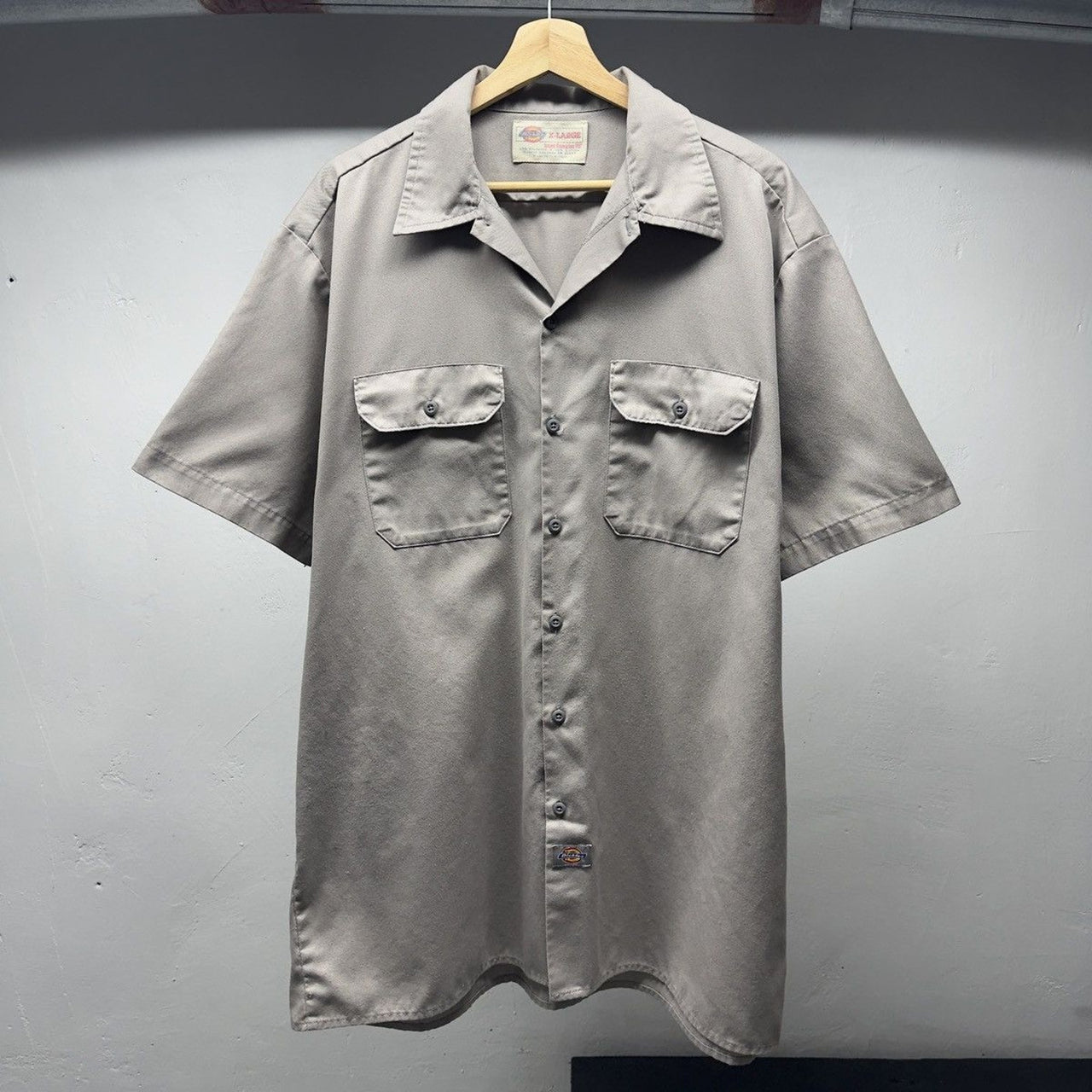 1990s Dickies Thrashed Faded Mechanic Garage Work Shirt