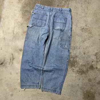 2000S FADED THRASHED BAGGY WIDE LEG DENIM WORK JEANS