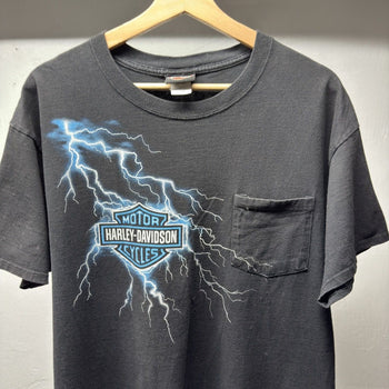2010s Harley Davidson Lightning Pocket Tee