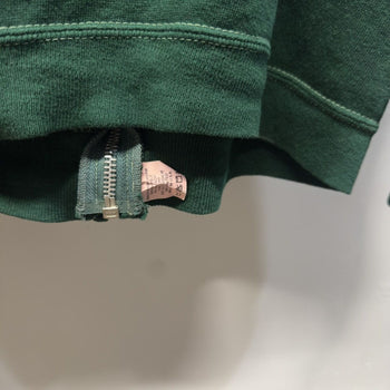 Vintage 1980s Made in USA Faded Distressed Blank Green Zip Hoodie