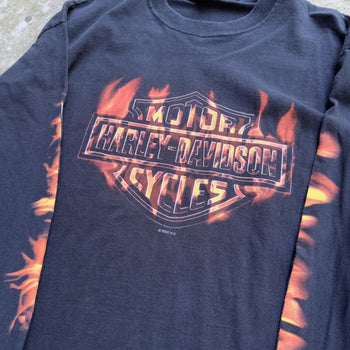 2000S HARLEY DAVIDSON FLAME LOGO LONGSLEEVE TEE