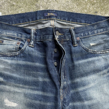 JEANS DE DENIM DESGASTADOS Y REPARADOS CON ORILLO DE POLO RALPH LAUREN
