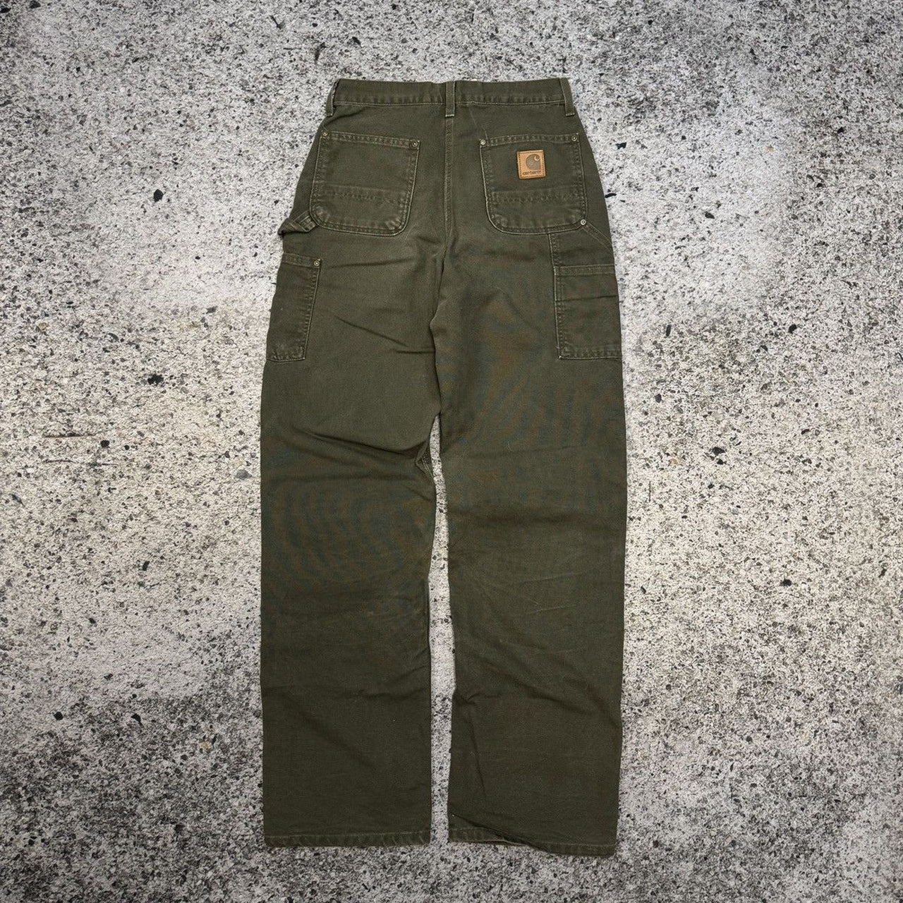 2000s CARHARTT FADED DOUBLE KNEE B136 MOSS MADE IN USA PANTS