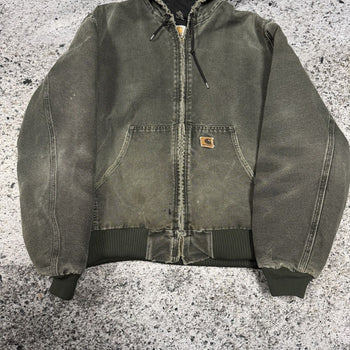 2000s CARHARTT THRASHED FADED HOODED WORK JACKET