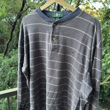 1990s Thrashed Faded Distressed Henley Shirt