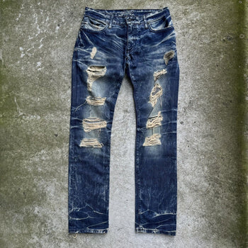 ROBIN'S JEANS STUDDED FLAP DISTRESSED WASHED DENIM JEANS