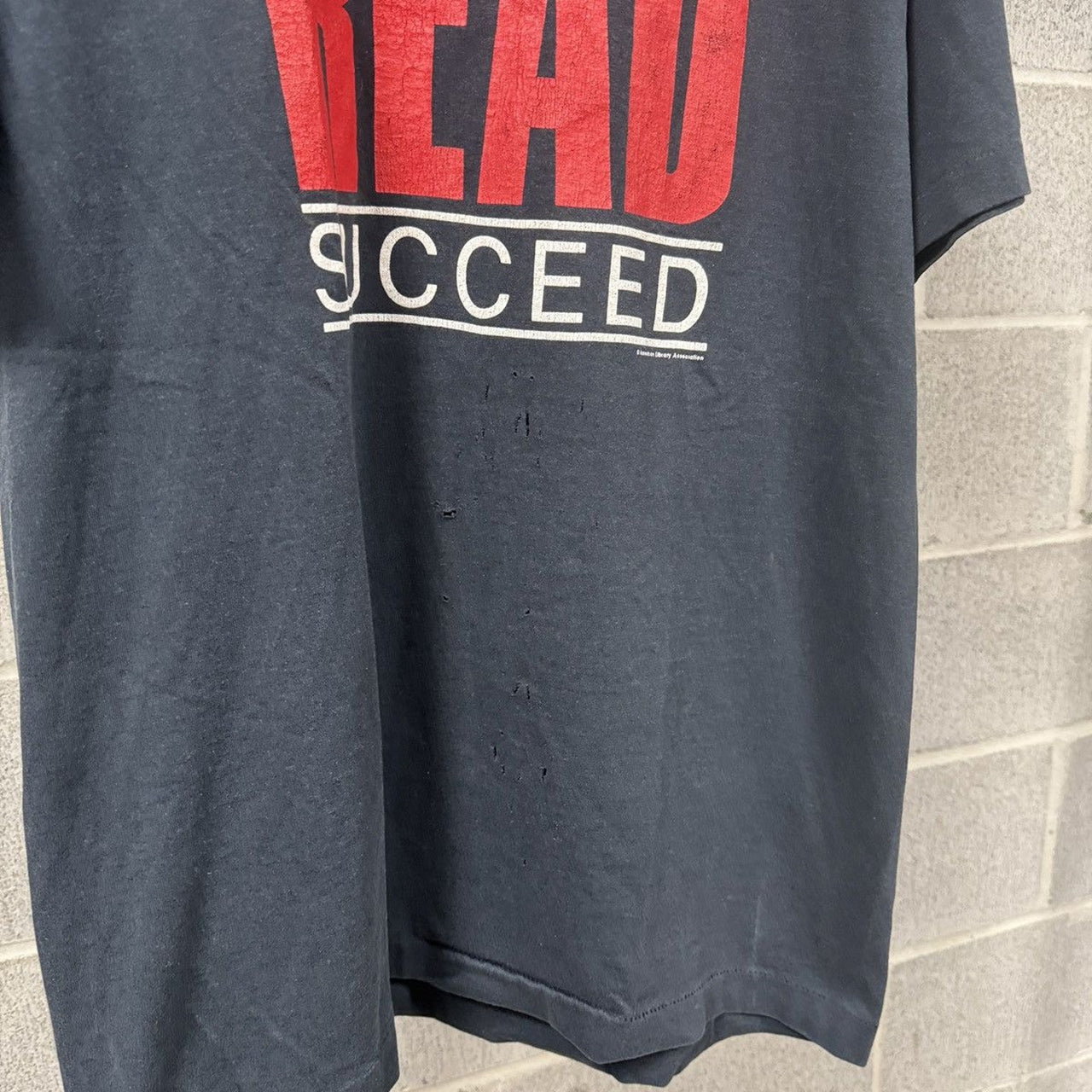 1990s Read Succeed Thrashed Faded Distressed Tee