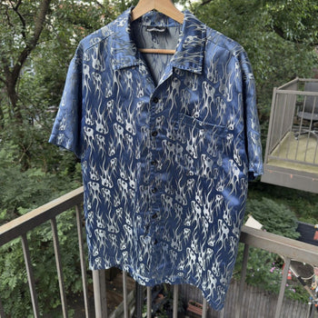 1990s Y2K Metallic Flame Shirt