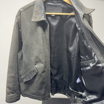 2000s Faded Black Leather Blouson Jacket