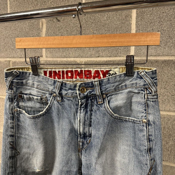 2000s Y2K Unionbay Thrashed Faded Distressed Bootcut Flare Jeans