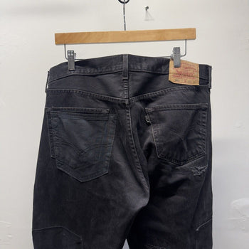 Vintage 2000s Levi's 501 Denim Cowboy Black Patchwork Reworked Jeans