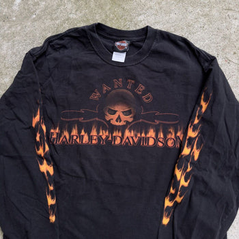 2000s HARLEY DAVIDSON SKULL LOGO FLAME LONGSLEEVE TEE