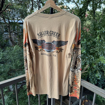 2000s Harley Davidson Tattoo Spiderweb Flame Longsleeve Tee