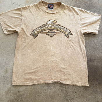 1990s HARLEY DAVIDSON EAGLE FADED TAN TEE