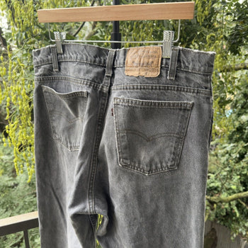 1990s Levi's 505 Black Yarn Dyed Jeans Faded Distressed - Made in USA