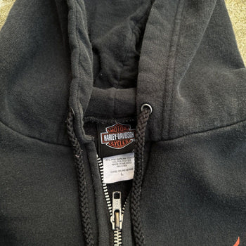 2000S HARLEY DAVIDSON METAL FLAME LOGO ZIP UP HOODIE OZARK