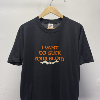 Vintage 1980s I Vant To Suck Your Blood Tee Faded
