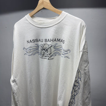 1990s Nassau Bahamas Skull Flame Longsleeve Tee Faded