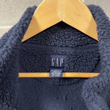 1990s 2000s Y2K Gap Navy Blue Zip Up Fleece Jacket