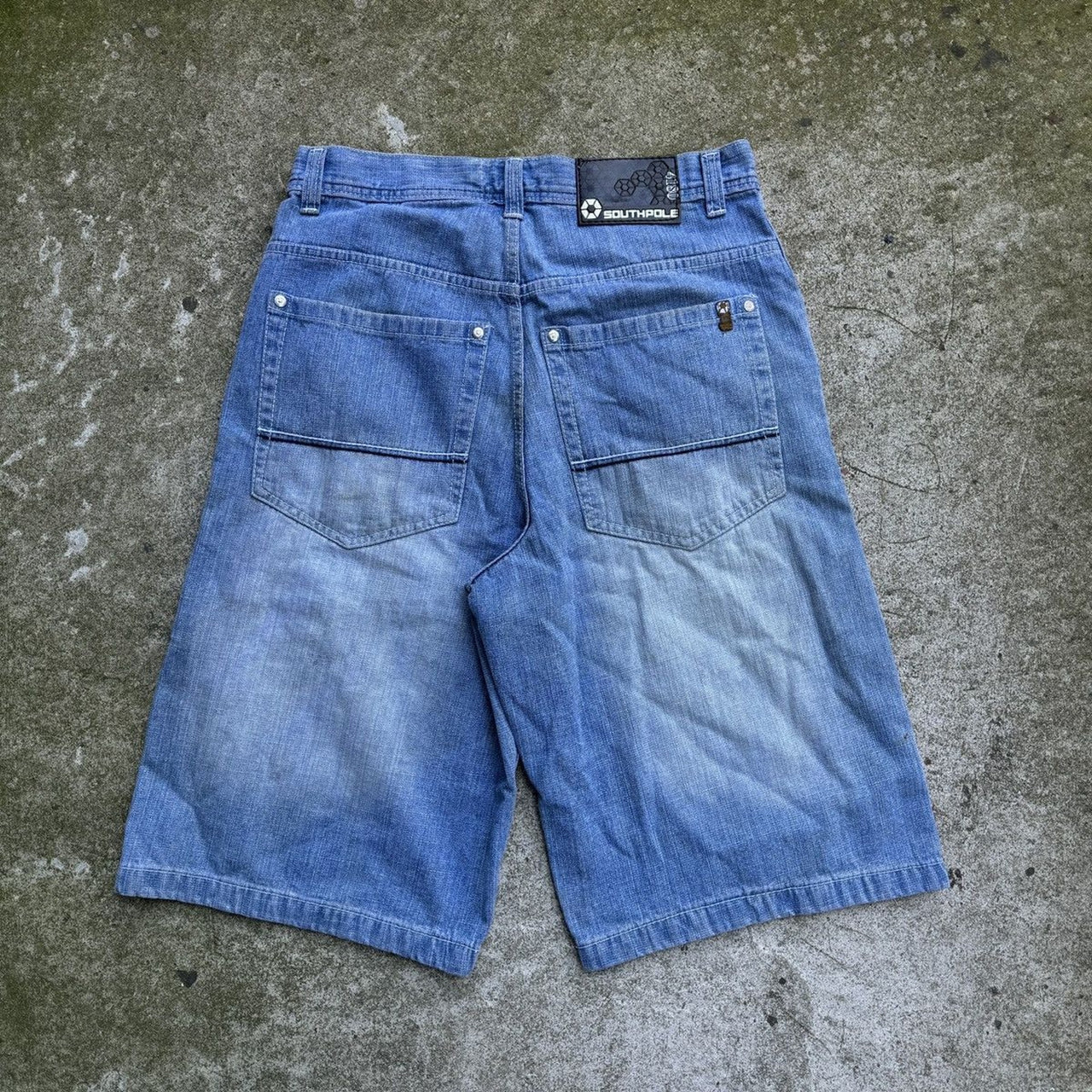 2000S Y2K BAGGY SOUTHPOLE DENIM SKATER JEAN SHORTS JORTS