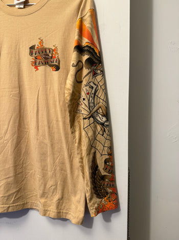 2000s HARLEY DAVIDSON TATTOO FLAME PIN UP LONGSLEEVE TEE