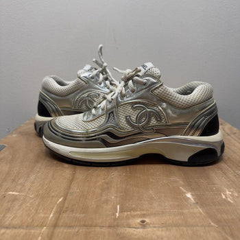 Chanel Fabricated & Laminated Silver White CC Runner