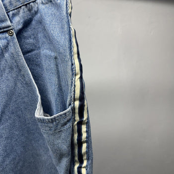 1990s Y2K Baggy Wide Leg Striped Denim Jeans