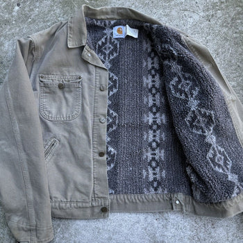 1990S CARHARTT AZTEC LINED  TRUCKER CHORE COAT JACKET