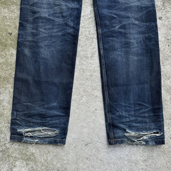 BALENCIAGA FW22 DIRTY BLUE WASH STRAIGHT FIT DENIM JEANS