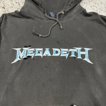 2000s MEGADETH THRASHED FADED METAL BAND HOODIE