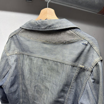 1960s 1970s Sears Thrashed Distressed Selvedge Denim Trucker Jacket