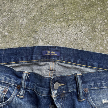 JEANS DE DENIM DESGASTADOS Y REPARADOS CON ORILLO DE POLO RALPH LAUREN