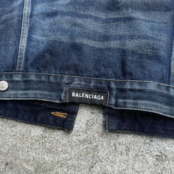 BALENCIAGA 2021 DIRTY BLUE SWING DENIM JACKET