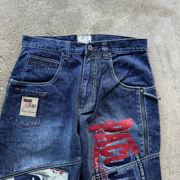 1990S/2000S Y2K PACO JEANS BAGGY PATCH DENIM SKATER JEANS