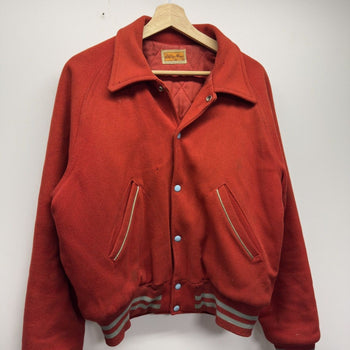 Vintage 1950s Distressed Red Wool Varsity Jacket