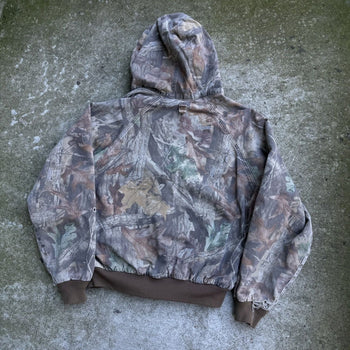 1990S WALLS THRASHED THERMAL LINED CAMO HOODED ZIP UP