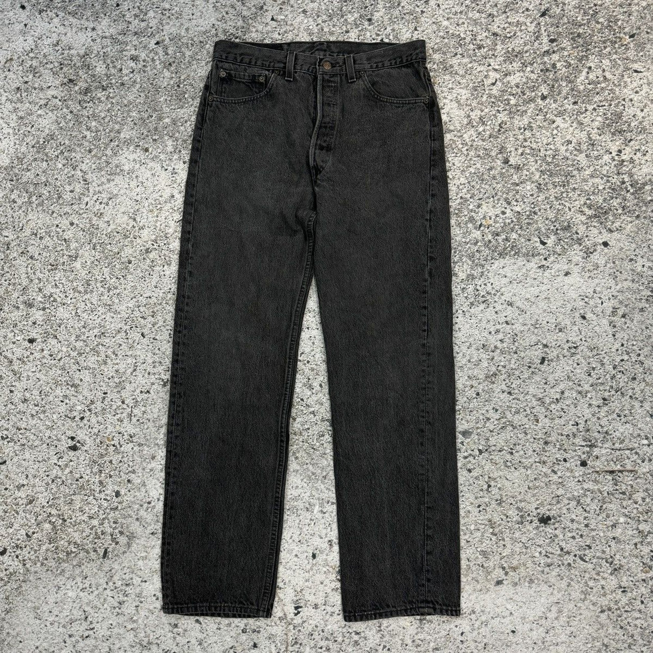 VINTAGE 90s LEVI'S 501 FADED BLACK DENIM JEANS MADE IN USA