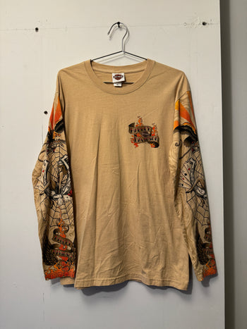 2000s HARLEY DAVIDSON TATTOO FLAME PIN UP LONGSLEEVE TEE