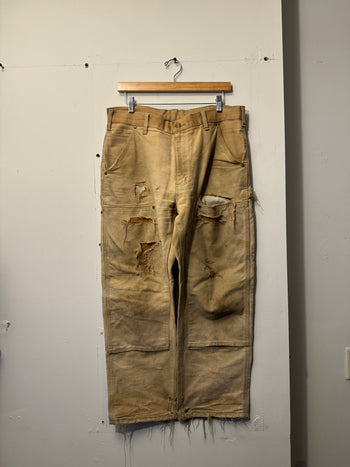 2000S THRASHED CARHARTT DOUBLE KNEE CARPENTER PANTS TAN