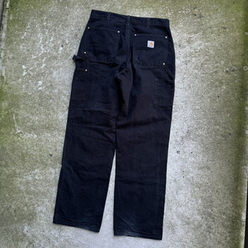 CARHARTT FADED BLACK DOUBLE KNEE PANTS