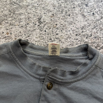 2000s Ed Hardy Faded Ghost Skull Rhinestone Henley Shirt